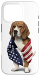 Coque pour iPhone 16 Pro Beagle Dog Patriot Wrap dans le drapeau des USA American Spirit