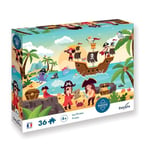 Sentosphere- Calypto 3907604 36 Toucher Doux Grandes pièces et Surface veloutée avec Poster de Puzzle, pour Enfants à partir de 4 Ans, Bateau Pirate, réédition