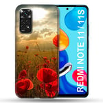 Coque pour Xiaomi Redmi Note 11 / 11S Fleur Coquelicot