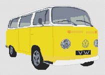 Volkswagen Camper Van Bay Window Cross Stitch Kit - Yellow