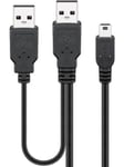 Pro USB 2.0 Hi-Speed Dual-Power cable Musta