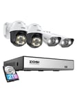 ZOSI IP Camera 2 pcs C296 WiFi 5MP & 2 pcs C182 WiFi 8MP + NVR 8ch + 2TB HDD