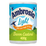 Ambrosia Devon Ready-to-Eat Light Custard Can, 30% Less Sugar & Fat, 400 g (Pack of 12)