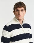 GANT - Stripet kabelstrikket half-zip genser til herre evening blue