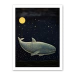 Artery8 Whale Breach at Full Moon Reach for the Stars Conceptual Artwork Kids Bedroom Artwork Framed Wall Art Print 18X24 Inch