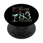 Cheers to 83 Years Old Women 83e Birthday Women Queens Bday PopSockets PopGrip Adhésif