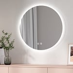 EMKE Miroir Salle de Bain LED Rond 70 cm, avec Interrupteur Tactile + 3 Types de Feux Blanc Chaud/Blanc Froid/Neutre