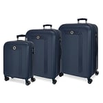 Movom Riga Set de Bagages Bleu 55/70/80 cms Rigide ABS Serrure à combinaison 217L 4 roues doubles Bagage à main