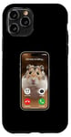 Coque pour iPhone 11 Pro Meme Hamster regardant la caméra frontale Hamster appelle