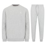 Nike Jordan Brooklyn Fleece Mens Crew Neck Tracksuit in Carbon Heather - Grey material_cotton - Size Medium