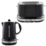 Tower Belle Kettle & 2 Slice Toaster Kitchen Set Parisian Design (Black Noir)