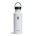 HYDRO FLASK - Water Bottle 532 ml (18 oz) - Vacuum Insulated Stainless Steel Water Bottle with Leak Proof Flex Cap and Powder Coat - BPA-Free - Standard Mouth - White