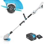 swift 40V Cordless Strimmer with 25cm Cutting Diameter Lightweight Battery Grass Timmer for Garden, Including 6 Spare Blades, 1pc 2.0Ah Battery & Charger