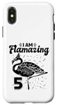 Coque pour iPhone X/XS I am Flamazing Fête d'anniversaire Flamant rose 5 ans