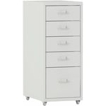 Helloshop26 - Caisson de bureau meuble de rangement pour documents dossiers fournitures de bureau à roulettes avec 5 tiroirs 69 x 28 x 41 cm blanc