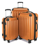 HAUPTSTADTKOFFER - ALEX - Lot de 3 valises, Valises de voyage, Trolley, Bagages rigides, Set de voyage, 4 roues doubles (S,M & L), Orange