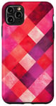 Coque pour iPhone 11 Pro Max Violet Art Déco Ethnique Rouge Rose Motif à carreaux