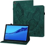 Coque Huawei M5 Lite 10.1" Papillon En Relief Etui En Cuir Pu Portefeuille Porte-Stylo Tablette Housse De Protection Pour Huawei Mediapad M5 Lite 10.1 Pouces Bah2-W19 Bah2-L09 - Vert Foncé