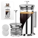 Cafe Du Chateau French Press Coffee Maker, Cafetiere - Stainless Steel & Durable Glass Coffee Press, Coffee French Press, Tea Brewer & Coffee Plunger 34oz