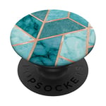 PopSockets Effet-Marbre-Géométrique-Vert-Menthe-D'eau-Emeraude PopSockets PopGrip - Support et Grip pour Smartphone/Tablette avec un Top Interchangeable