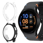 ToVioc [2 Pièces] Coque avec Protecteur d'écran Compatible avec Samsung Galaxy Watch FE 40mm, [TPU Flexible Coque] [Anti-Antichoc] Shell pour Samsung Galaxy Watch FE 40mm - Noir & Transparent