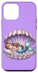 Coque pour iPhone 12 mini Sirène Lilas Violet Sleepy Coquillage Sous L'eau