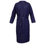 HOMELEVEL Waffle Cotton Dressing Gown Men and Women - Womens Mens Dressing Gowns Lightweight Bathrobe - Towelling Spa Robe Bathrobes - Towel Bath Robes for Ladies - Navy - Large