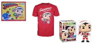 Funko Pop Dc Superman Pop Figure & T-Shirt (M) Set Christmas Adventure