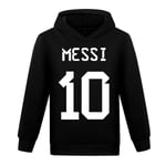 Barn Pojkar Messi Nummer 10 Tryck Hoodie Casual Pullover Sweatshirt T-Shirt Topp Black 160cm