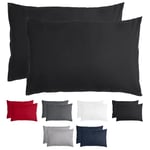 Komfortec Taie d'oreiller - Lot de 2-40x60 cm 100% Microfibre 120g/m², Super Doux Housse de Coussin, Noir