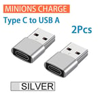 2 Pi¿¿Ces Adaptateur Usb Vers Type C Otg Usb Usb-C Male Vers Micro Usb Type-C Femelle Convertisseur Pour Macbook Samsung S20 Usbc Otg Connecteur Argent Ajouter Dor¿¿