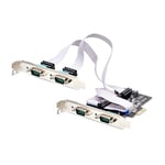 StarTech.com Carte Série PCI Express à 4 Ports - Adaptateur/Carte PCIe à 4 Ports vers RS232/RS422/RS485 (DB9), Support Bas-Profil Inclus, UART 16C1050, Windows/Linux (PS74ADF-SERIAL-CARD)