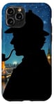 Coque pour iPhone 11 Pro Silhouette de Sherlock Holmes à Londres Nuit