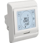 Roleader - Thermostat d'ambiance WG809,7 Jours Écran lcd programmable AC230V 16A pour Chauffage au Sol électrique Blanc