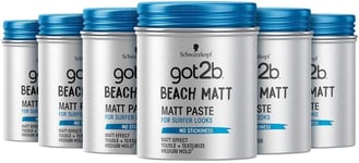 Schwarzkopf got2b Beach Matt Texturising Matt Paste, Medium Hold, Silicone Free,