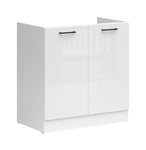 800mm Kitchen Sink Unit Cabinet 2 Door 80cm Cupboard White / Chalk Gloss Junona