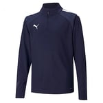 PUMA Teamliga 1/4 Zip Top Sweat-Shirt Homme, Bleu Marine/Blanc, 176