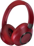 Casque Bluetooth Sans Fil Reducteur De Bruit Active Hybride - Dure 100 Heures De Lecture Et Charge Rapide, Casque Audio Avec Micro, Headphones Pliables En M¿¿moire De Forme, Rouge