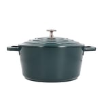 MasterClass Medium Casserole Dish with Lid 4 Litre/24 cm, Lightweight Cast Aluminium, Induction Hob and Oven Safe, Hunter Green