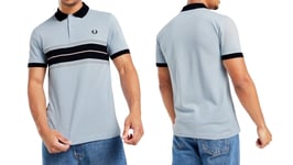 Fred Perry Men's Light Smoke Tramline Panel Polo Size UK XL 44" Chest SM5184 146