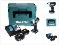 Makita DTD 155 RGJ akkukäyttöinen iskuväännin 18 V 140 Nm 1/4" + 2x akku 6,0 Ah + laturi + Makpac