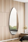 MirrorOutlet The Tear Drop - Frameless Modern Full Length Glass Leaner/Wall Mirror 63" X 24" (160CM X 60CM) Silver Mirror Glass with Black wooden Backing - Polished Edging