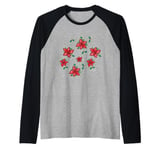 Stranger Things Christmas Demogorgon Holly Pattern Raglan Baseball Tee