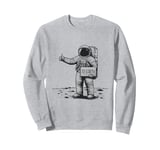 Astronaut Hitchhiking to Earth Black & White Design Sweatshirt