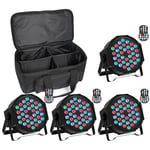 U`King 4PCS RGB Par LED Batterie avec Sac, Sans Fil 36 LED Lampe de Scene avec Télécommande, Rechargeable Éclairage de Soirée Par 7 Modes D'éclairage pour DJ Disco Bars DJ Concerts Halloween Noël