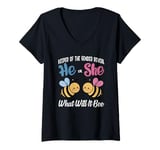 Womens Keeper of The Gender Reveal He or She What Will It Bee V-Neck T-Shirt