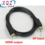 1.8m - Câble DP vers HDMI 1.8M, câble Displayport vers HDMI, convertisseur 1080P, entrée et sortie HDMI, noir