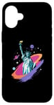 Coque pour iPhone 16 Plus Statue de la Liberté USA tenant une torche flamboyante avec des plantes