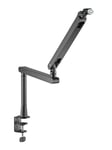 Deltaco GAM-173 Low-Profile Streaming Microphone arm with riser height extension adapter Black