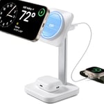 ESR Station de Charge sans Fil 2 en 1, [Certifié] Chargeur Apple Watch et Support de Chargeur MagSafe pour iPhone, pour Plusieurs Appareils, iPhone 16/15/14/13/12,Airpods 4, Montre et AirPods, Blanc